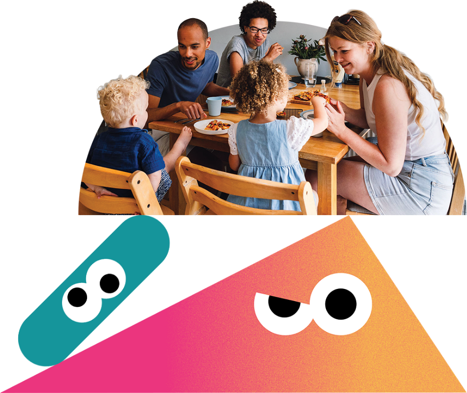 Family sitting together at a table